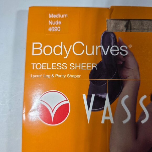 Vassarette BodyCurves Toeless Sheer Lycra Leg & Panty Shaper Medium Nude Hosiery - Picture 2 of 6